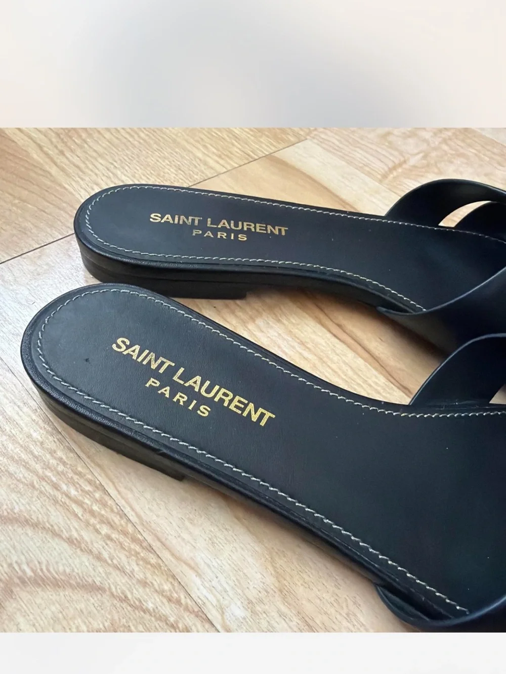 Saint Laurent Black Braided Leather Slide Mules - Picture 4 of 6